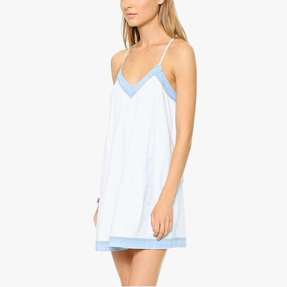 ADDISON Wyton A-Line Racerback V-Neck Light Wash Chambray Dress - Picture 5 of 14
